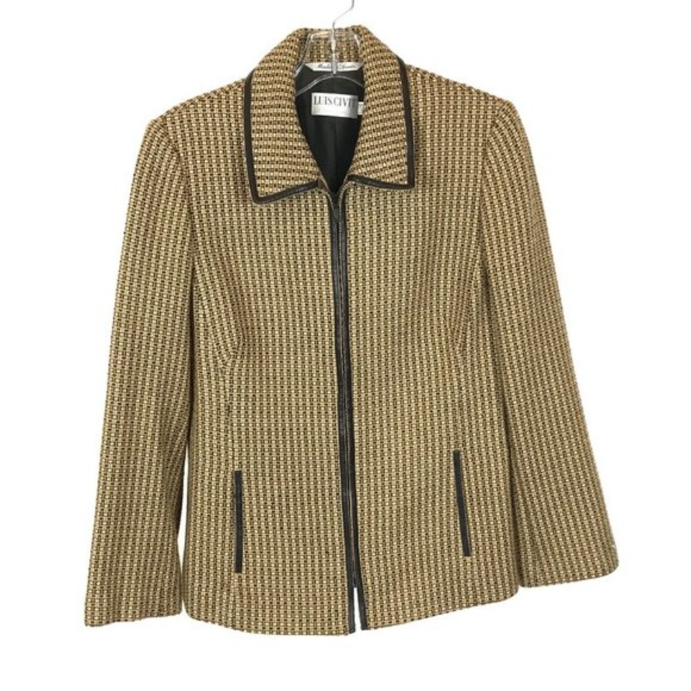Womens Size 10 Luis Civit Barcelona Spain Wool Blend Full Zip Tweed Lined Jacket